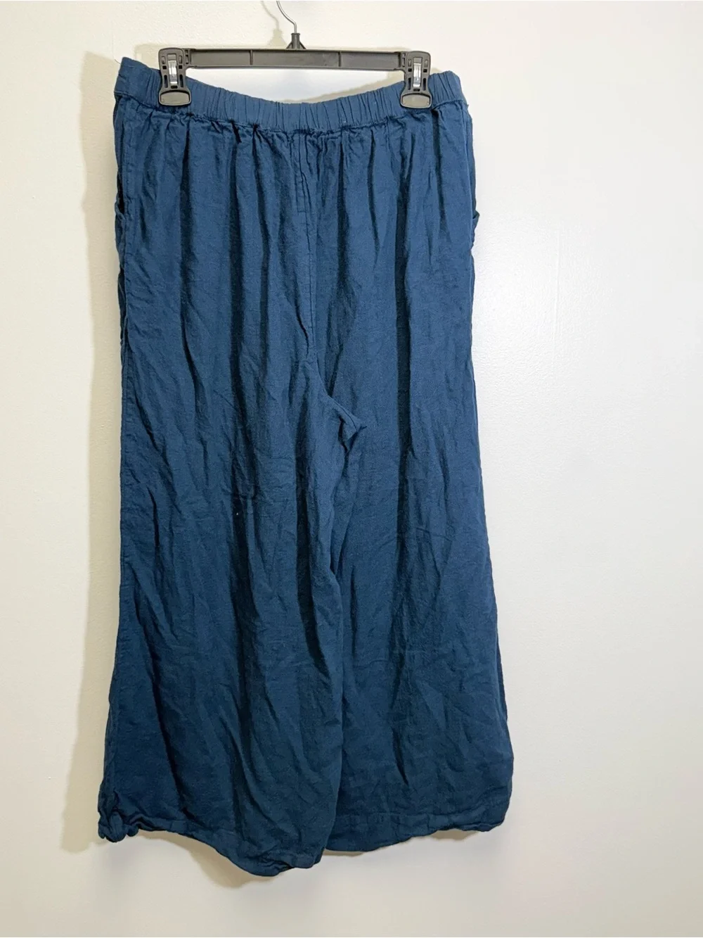 Free People Free-est Sightseer Poseidon Navy Blue Linen Tank Pant Set Large